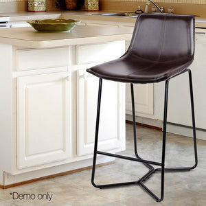 Ashley Rose Set of 2 PU Leather Bar Stools - Metal Black - Ashley Rose