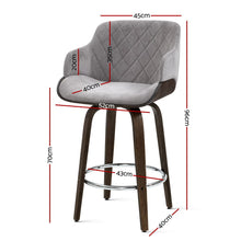 Load image into Gallery viewer, Ashley Rose 1x Kitchen Bar Stools Wooden Bar Stool Chairs Swivel Velvet Fabric Grey - Ashley Rose