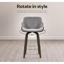 Load image into Gallery viewer, Ashley Rose 1x Kitchen Bar Stools Wooden Bar Stool Chairs Swivel Velvet Fabric Grey - Ashley Rose