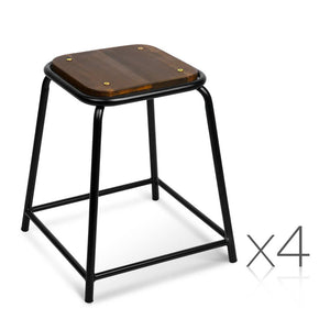 Ashley Rose Set of 4 Pine Wood Bar Stools - Black - Ashley Rose