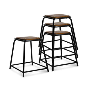 Ashley Rose Set of 4 Pine Wood Bar Stools - Black - Ashley Rose