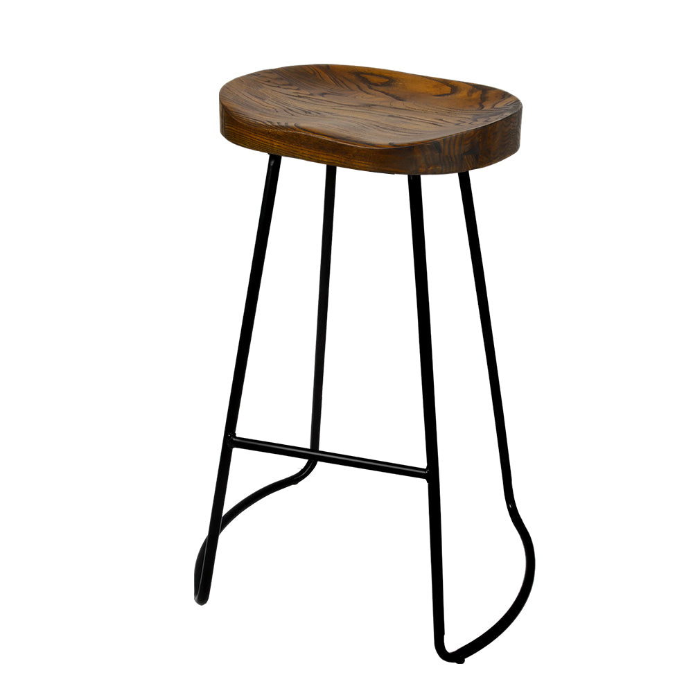 Ashley Rose Set of 2 Wooden Backless Bar Stools - Black - Ashley Rose