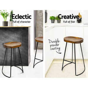 Ashley Rose Set of 2 Wooden Backless Bar Stools - Black - Ashley Rose