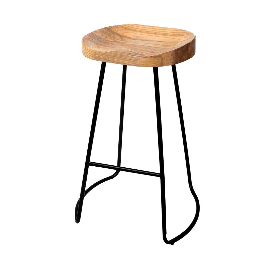 Ashley Rose Set of 2 Wooden Backless Bar Stools - Natural - Ashley Rose