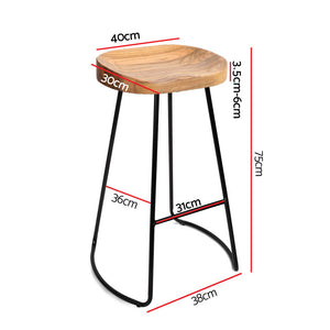 Ashley Rose Set of 2 Wooden Backless Bar Stools - Natural - Ashley Rose