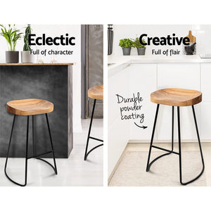 Ashley Rose Set of 2 Wooden Backless Bar Stools - Natural - Ashley Rose