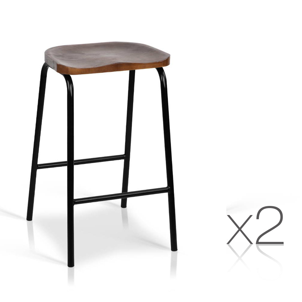 Ashley Rose Set of 2 Wooden Backless Bar Stools - Black - Ashley Rose