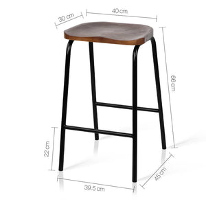 Ashley Rose Set of 2 Wooden Backless Bar Stools - Black - Ashley Rose