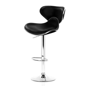 Ashley Rose 2x Bar Stools DINO Kitchen Swivel Bar Stool Leather Gas Lift Chairs Black - Ashley Rose