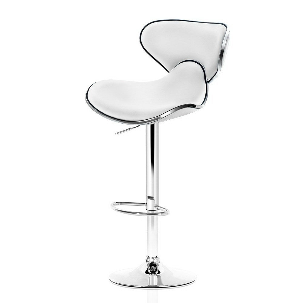 Ashley Rose 2x Bar Stools DINO Kitchen Swivel Bar Stool Leather Gas Lift Chairs White - Ashley Rose