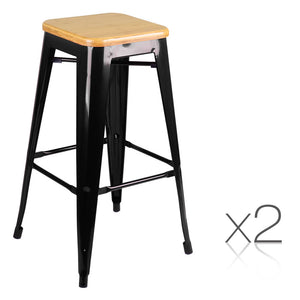 Ashley Rose Set of 2 Bamboo Backless Bar Stools - Black - Ashley Rose