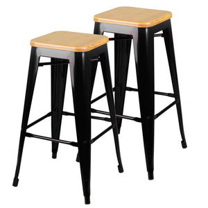 Ashley Rose Set of 2 Bamboo Backless Bar Stools - Black - Ashley Rose