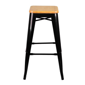 Ashley Rose Set of 2 Bamboo Backless Bar Stools - Black - Ashley Rose