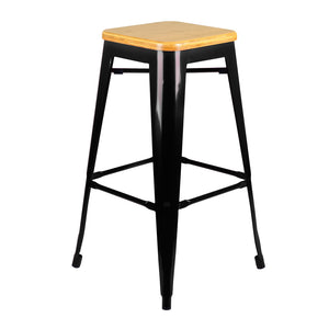 Ashley Rose Set of 2 Bamboo Backless Bar Stools - Black - Ashley Rose