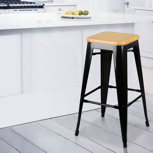 Ashley Rose Set of 2 Bamboo Backless Bar Stools - Black - Ashley Rose