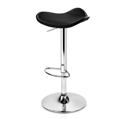 Ashley Rose 2x Gas Lift Bar Stools Swivel Chairs Leather Chrome Black - Ashley Rose