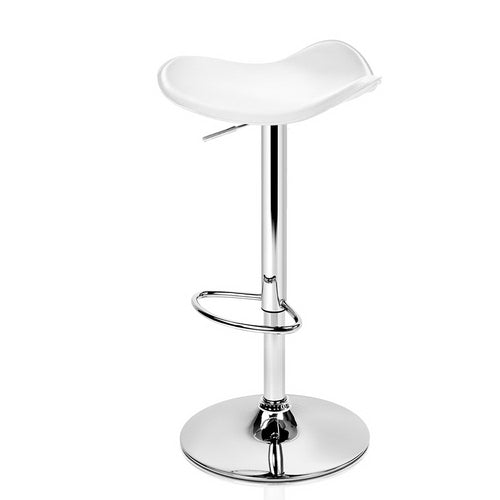 Ashley Rose 2x Gas Lift Bar Stools Swivel Chairs Leather Chrome White - Ashley Rose