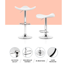 Load image into Gallery viewer, Ashley Rose 2x Gas Lift Bar Stools Swivel Chairs Leather Chrome White - Ashley Rose