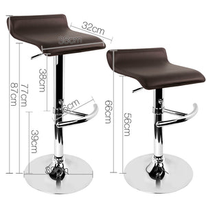 Ashley Rose Set of 2 PU Leather Bar Stools - Chocolate - Ashley Rose