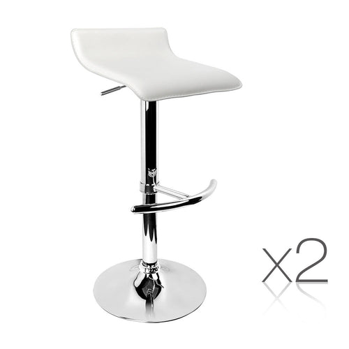 Ashley Rose Set of 2 PU Leather Bar Stools - White - Ashley Rose