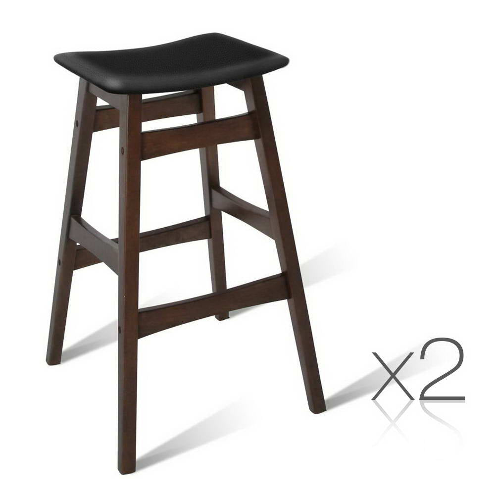 Ashley Rose Set of 2 Wooden and Padded Bar Stools - Black - Ashley Rose