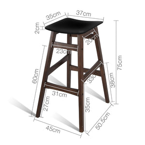 Ashley Rose Set of 2 Wooden and Padded Bar Stools - Black - Ashley Rose