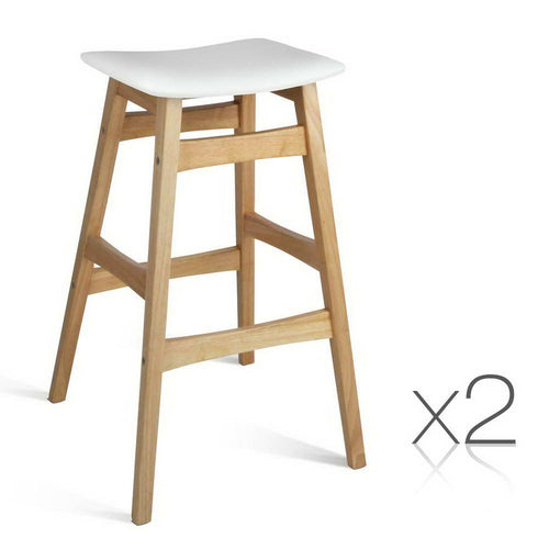 Ashley Rose Set of 2 Wooden and Padded Bar Stools - White - Ashley Rose