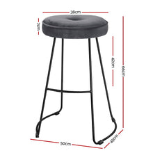 Load image into Gallery viewer, Ashley Rose 2x Bar Stools Kitchen Stool Chairs Modern Metal Velvet Fabric Grey - Ashley Rose