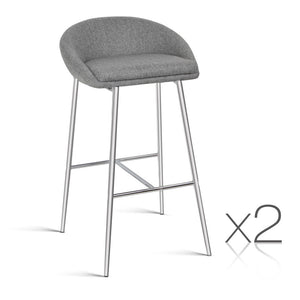 Ashley Rose Set of 2 Fabric Bar Stools - Grey - Ashley Rose