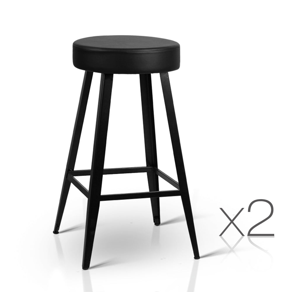 Ashley Rose Set of 2 PU Leather Bar Stools - Black - Ashley Rose