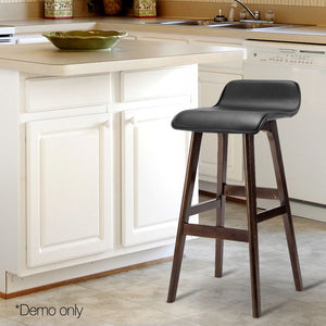 Ashley Rose Set of 2 PU Leather and Wood Bar Stool - Black - Ashley Rose