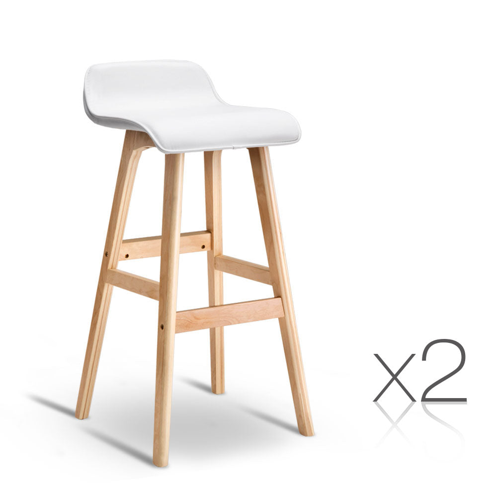 Ashley Rose Set of 2 PU Leather and Wood Bar Stool - White - Ashley Rose