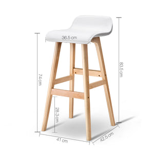 Ashley Rose Set of 2 PU Leather and Wood Bar Stool - White - Ashley Rose