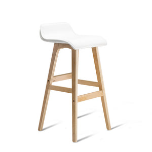 Ashley Rose Set of 2 PU Leather and Wood Bar Stool - White - Ashley Rose