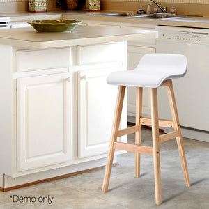 Ashley Rose Set of 2 PU Leather and Wood Bar Stool - White - Ashley Rose