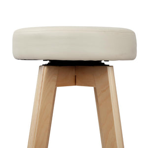 Ashley Rose Set of 2 PU Leather Round Bar Stool - Beige - Ashley Rose