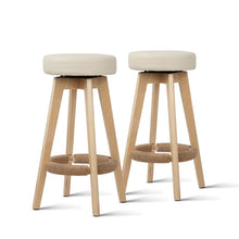 Load image into Gallery viewer, Ashley Rose Set of 2 PU Leather Round Bar Stool - Beige - Ashley Rose