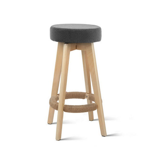 Ashley Rose Set of 2 Linen Fabric Round Bar Stool - Grey - Ashley Rose