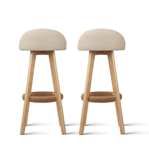 Ashley Rose Set of 2 PU Leather Bar Stools - Beige - Ashley Rose