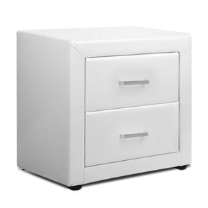 Ashley Rose PVC Leather Bedside Table - White - Ashley Rose