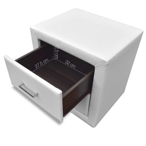 Ashley Rose PVC Leather Bedside Table - White - Ashley Rose