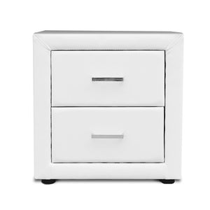 Ashley Rose PVC Leather Bedside Table - White - Ashley Rose