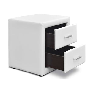 Ashley Rose PVC Leather Bedside Table - White - Ashley Rose