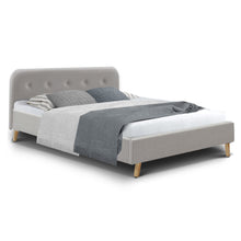 Load image into Gallery viewer, Ashley Rose Double Full Size Bed Frame Base Mattress Fabric Wooden Beige - Ashley Rose