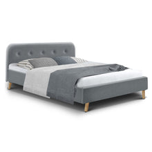 Load image into Gallery viewer, Ashley Rose Double Full Size Bed Frame Base Mattress Fabric Wooden Grey POLA - Ashley Rose