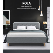 Load image into Gallery viewer, Ashley Rose Double Full Size Bed Frame Base Mattress Fabric Wooden Grey POLA - Ashley Rose