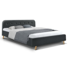 Load image into Gallery viewer, Ashley Rose King Size Bed Frame Base Mattress Fabric Wooden Charcoal - Ashley Rose