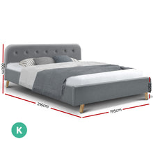 Load image into Gallery viewer, Ashley Rose King Size Bed Frame Base Mattress Fabric Wooden Grey - Ashley Rose