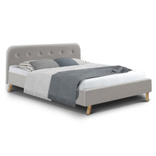 Load image into Gallery viewer, Ashley Rose Queen Size Bed Frame Base Mattress Fabric Wooden Beige - Ashley Rose