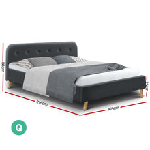 Load image into Gallery viewer, Ashley Rose Queen Size Bed Frame Base Mattress Fabric Wooden Charcoal - Ashley Rose